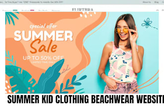 design summer kid clothing shopify store beachwear store swimwear website