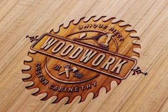 custom woodworking logo carpentry, rustic, handcrafted and workshop branding