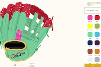 design custom baseball glove configuration, softball on shopify kickflip, zakeke