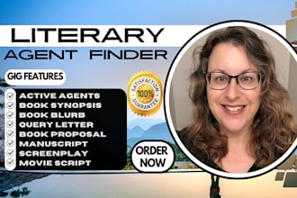 find top active literary agents, write query letter and help with submission