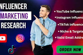 research targeted instagram, tiktok, and youtube influencers for your niche
