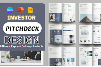 design an investor pitch deck presentation for your startup business using canva