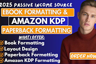 do ebook formatting, book layout design for amazon kdp, kindle book formatting