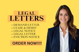 draft legal notice, demand letter, cease and desist with law firm letterhead