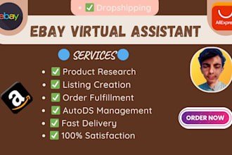 list 250 products and manage a to z ebay dropshipping with aliexpress, own stock