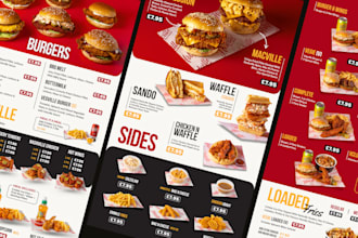 design premium quality menu and digital screens for your restaurant or cafe