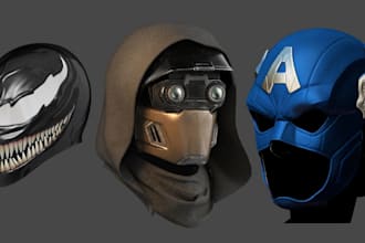 sculpt 3d cosplay, 3d mask, helmet, armor, 3d head, sword, weapon, pepakura, bjd