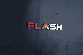 custom flash logo lightning bolt, electric, superhero and energy branding design