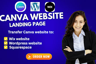 design canva website, canva, transfer canva to wordpress, wix, squarespace
