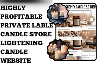 design a private label candle shopify store scented lightening candle website