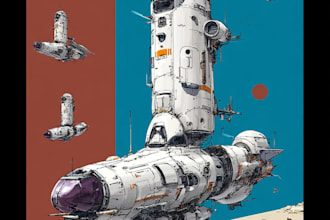 design spaceship, sci fi illustration and sci fi art