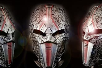 3d cosplay amor, halloween, japanese onimask, wearable cosplay for 3d priniting