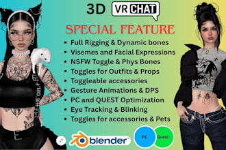 custom vrchat avatar furry 3d model vrc anime vr character vr chat unity upload