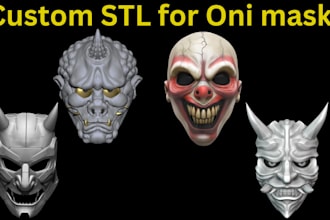 sculpt printable 3d oni mask helmet anime cosplay props in zbrush