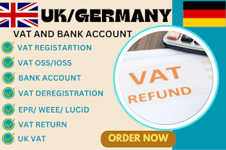 do germany vat, uk vat, vat filing vat oss, germany bank account, es, it, vat