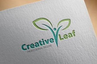 custom leaf logo  eco friendly, organic, wellness and  nature brand design
