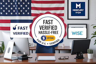 set up US business accounts with mercury, stripe, paypal wise for you