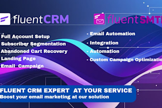 be your fluent CRM, fluent SMTP expert, setup, automation, email optimization