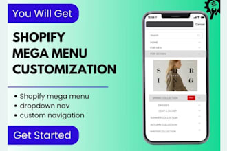 setup shopify filters, fix add mega menu, navigation, collections, matrixify