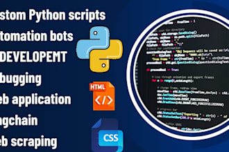 code python script, python ai, automation bot, html css, python debug, web app