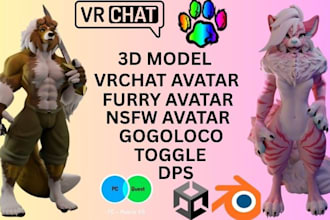 custom 3d vrchat avatar furry nfsw VR character vtuber vrc avatar vrm in unity