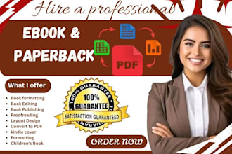 do ebook formatting, paperback and kindle formatting for KDP ingramspark or lulu