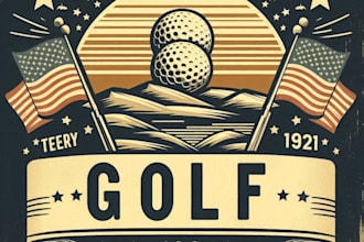 design high quality vintage golf logo with t shirt design