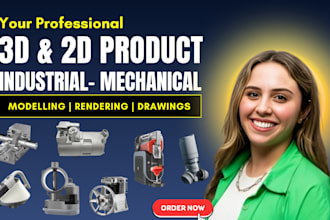 do industrial, mechanical 2d drawings, and 3d models of cad design in solidworks