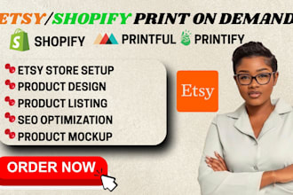 setup etsy print on demand, shopify pod, optimize with etsy seo on etsy shop