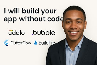 develop flutterflow mobile web app, adalo airtable, glide bubble mvp ai saas app