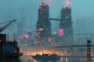make a cyberpunk city any style for any project