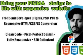 convert figma, PSD , pdf to html CSS and javascript