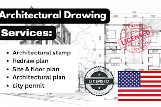 review sign and stamp architectural drawing construction drawing for city permit