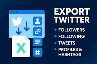 export twitter followers, following extract x tweets profiles URL post hashtags