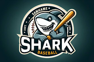 design a fierce shark baseball mascot logo for your team