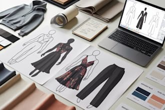 design unique fashion tech packs and technical flat sketches for clothing line
