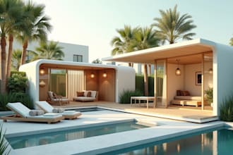 create 3d tiny house, cabin design, rendering, floor plan, villa with 3d model