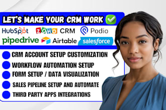 setup hubspot crm zoho podio pipedrive crm salesforce airtable crm automation