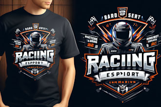 design pro racing sports t shirt logo with speed style and edge