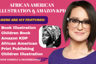 create african american illustration and amazon kdp print ready