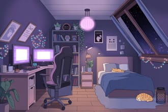 draw visual novel backgroun, vtuber bacground, in anime style or light novel
