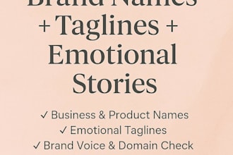 create a unique brand name, tagline, and emotional brand story for your business