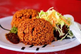 teach you how to cook african jollof rice and chicken with beef