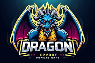 design a fierce dragon esports mascot logo for your gaming brand