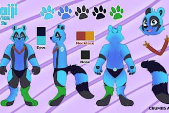 design a detailed reference sheet for your fursona