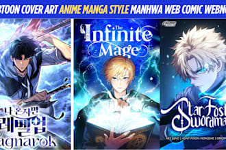 webtoon cover art shonen manga art webcomic cover anime manga style book cover