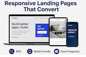 design stunning responsive landing pages on bubble squarespace or sitebuilder