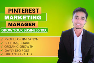 be your pinterest manager to grow organic traffic with SEO pins and board