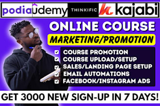 do udemy online course promotion kajabi thinkific fitness course sales marketing