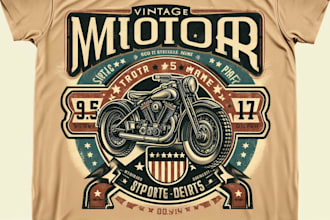 design unique vintage motor sports t shirt logo with retro vibes